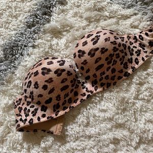 Cheetah Print Strapless Push-up Bra